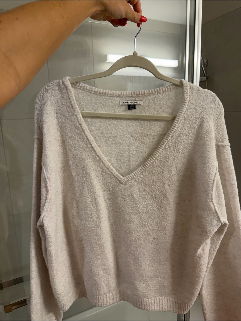 Abercrombie & Fitch Women's V-Neck Sweater in Light Gray